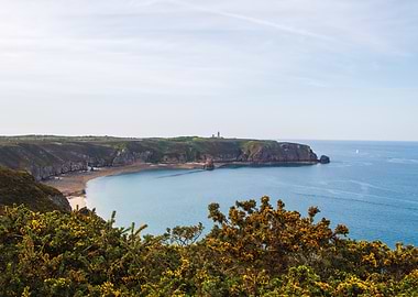 Coastal Landscape with Lighthouse and Beach