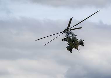 Military Helicopter in Flight caracal h225m