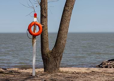 Lifebuoy on Lake Erie Beach