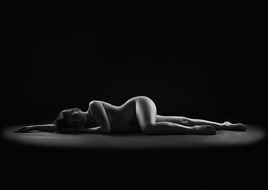Monochrome woman lying down