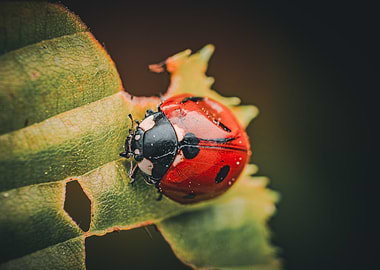 Ladybug on Leaf Close-Up