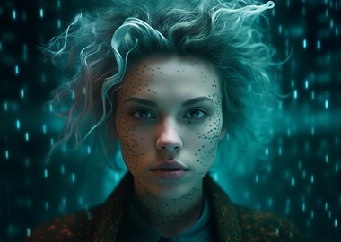 Portrait of a Woman With Striking Blue-green Hair