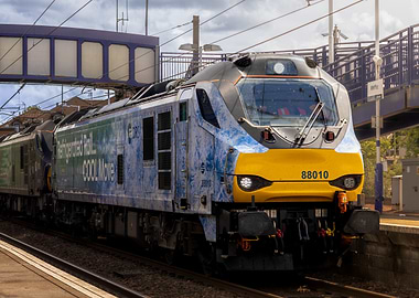 Refrigerated Rail Train at Station