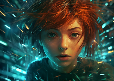 Portrait of a Woman With Striking Reddish-Brown Hair