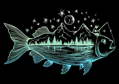 Fish Landscape Illustration