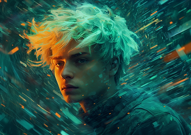Portrait of a young man with Neon Accents