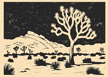 Joshua Tree Desert Night Landscape