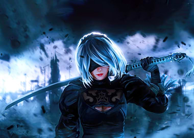 2B NieR Automata Digital Art