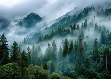 Misty Forest Landscape