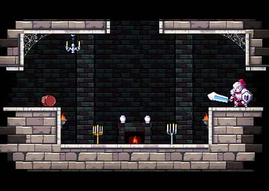 Pixel Art Knight in Castle Interior