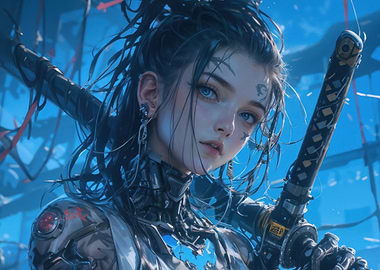 Cyberpunk Girl with Katana