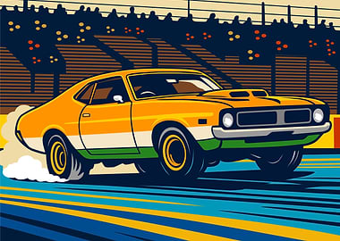 Vintage Racing Car Illustration Vector Art