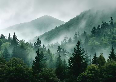 Misty Forest Landscape