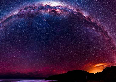 Milky Way over Coastal Landscape