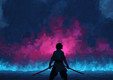 Samurai Warrior with Dual Swords