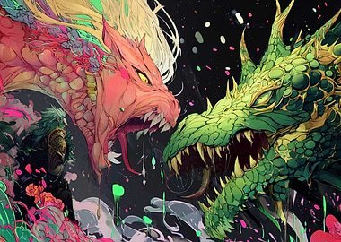 Dragon Confrontation: Red vs. Green