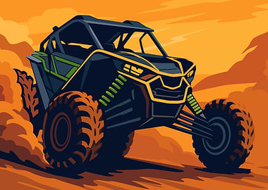 UTV Off-Road Vehicle in Desert Landscape