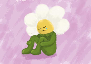 Sad Flower Character Illustration