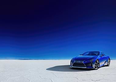 Blue Lexus on Salt Flats