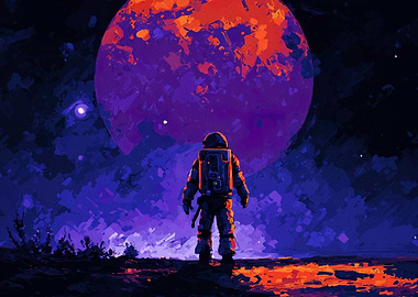 Astronaut and Planet Digital Painting