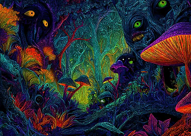 Psychedelic Forest Eyes Mushrooms