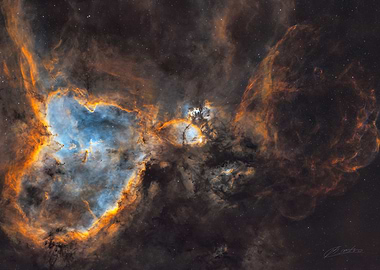 Heart Nebula and a cosmic explosion