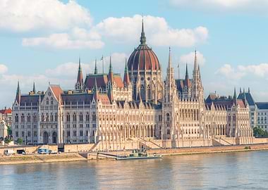 Hungarian Parliament Building on Danube River