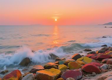 Colorful Rocks at Sunset Beach