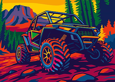 Off-Road Vehicle in Mountain Landscape