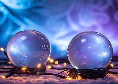 Two Crystal Balls with Fairy Lights