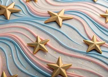 Golden Stars on Pastel Waves