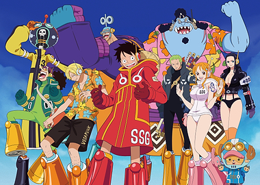 Straw Hat Crew Egghead style celebration