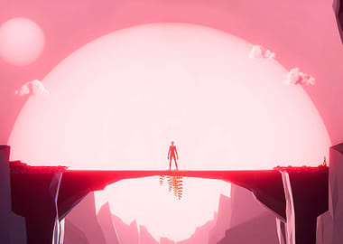 PlanetAlpa Landscape with Figure on Bridge