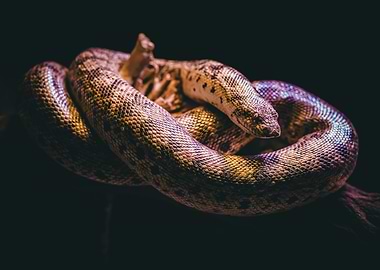 Dwarf sand boa Coiled on Branch