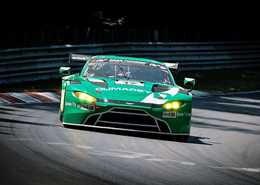 Green Racing Car on Track