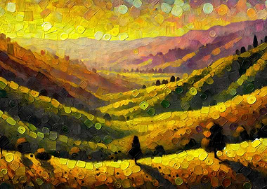 Golden Valley Landscape Painting