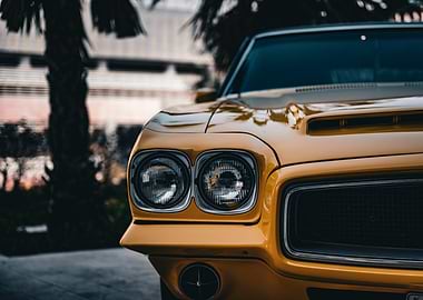 Yellow Classic Car Front View