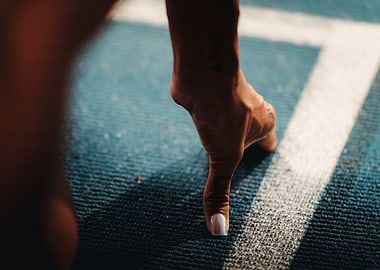 Runner's foot on starting line