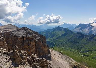 Mountain Landscape - View from Sass Pordoi in Italy