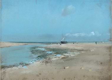 Beach Scene with Boat and Figures