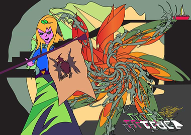 Abstract Character with Flag Illustration