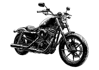 Detailed Motorcycle Illustration