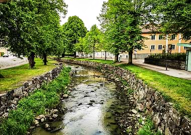 Scenic River Through Town - Sweden