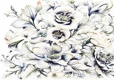 Floral Arrangement in White and Blue