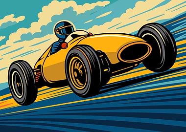 Vintage Racing Car Illustration Vector Art