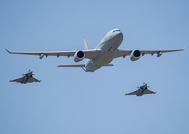 Military Aircrafts in Flight rafale escort