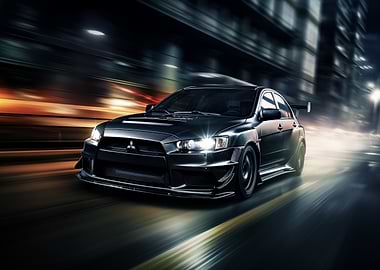 Mitsubishi Lancer at night