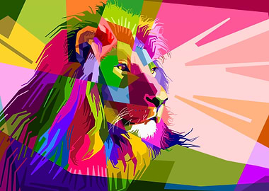 Colorful Lion Pop Art Portrait
