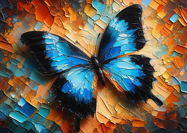 Blue Butterfly - Abstract expressiv Oil Painting