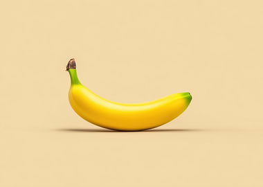 Single Banana on Beige Background